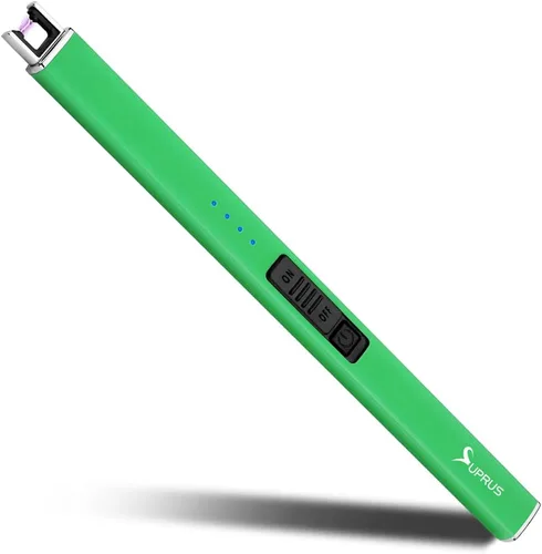 Miniatura 16 de SUPRUS Encendedor fluorescente que brilla en la oscuridad, encendedor eléctrico de velas, encendedor de arco USB recargable con bloqueo