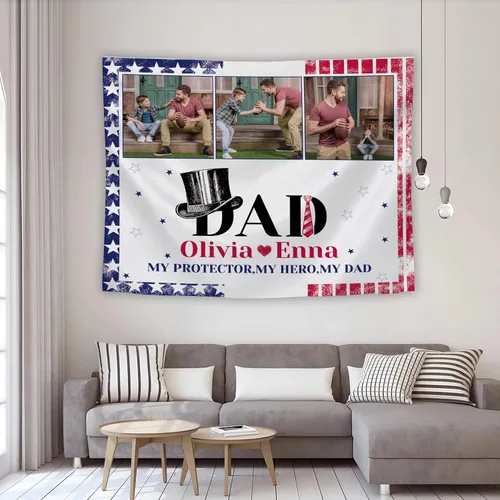 Miniatura 8 de Tiirreez Regalos para el día del padre, tapiz personalizado con texto fotográfico, regalos para papá de hija, hijo, esposa, tapiz personalizado