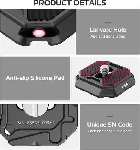 Miniatura 6 de ULANZI FALCAM F38 Placa de liberación rápida para cámara compatible con clip de cámara V3 y clip de mochila, adaptador de montaje estándar de 1.496