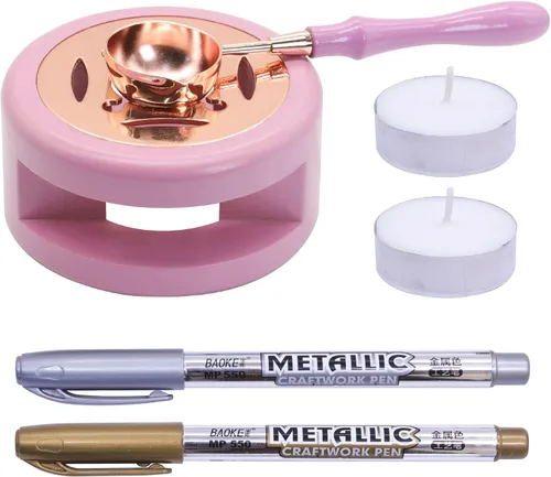 Miniatura 12 de SWANGSA Kit de calentador de sellado de cera, herramienta de horno de cera de sellado con 2 bolígrafos de sellado de cera + cuchara de sellado