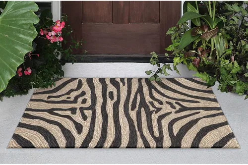 Miniatura 31 de Liora Manne Ravella - Alfombra duradera para interiores y exteriores, estabilizada a mano con rayos UV, tropical neutro, 5 pies x 7 pies 6 pulgadas