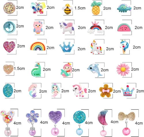 Miniatura 3 de Kids Clip On Earrings for Girls 2532 Pairs Hypoallergenic Clips Earrings for Girls Toy Earrings Princess Play Jewelry Party Favor
