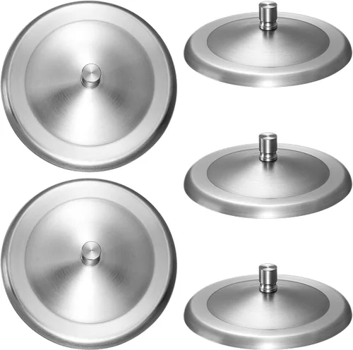 Luxshiny 5 tapas de taza de acero inoxidable multiusos para tazas, sellos de bebidas a prueba de fugas para tazas de café, té, agua, tapa redonda de