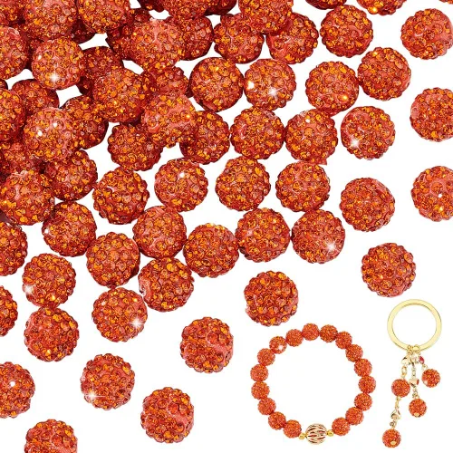 Miniatura 39 de Pandahall - Bolas de arcilla de 10 mm, tipo discoteca con 100 unidades, cuentas de polímero de arcilla con diamantes de imitación, creaciones Azul