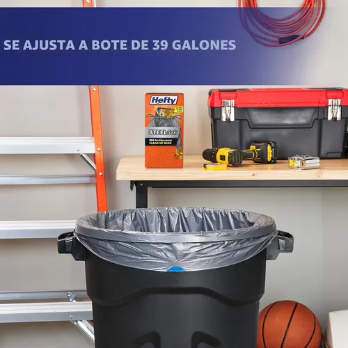 Miniatura 2 de Hefty Steelsak - Bolsas de basura grandes resistentes, color gris, sin perfume, 39 galones, 30