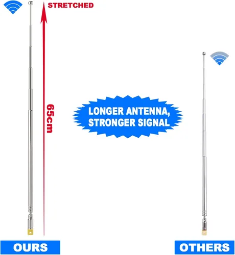 Miniatura 2 de Bingfu Antena telescópica de 25.6 in AM FM de 25.6 in, repuesto de antena de radio portátil (paquete de 2) compatible con radio portátil