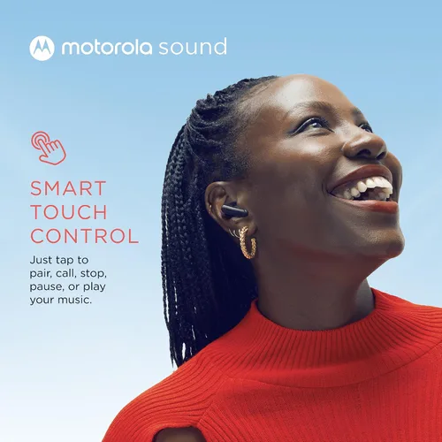Miniatura 5 de Motorola Sound Moto Buds 125 True Wireless Earbuds, IPX5, impermeables, a prueba de sudor, control táctil, con micrófono de cancelación de ruido