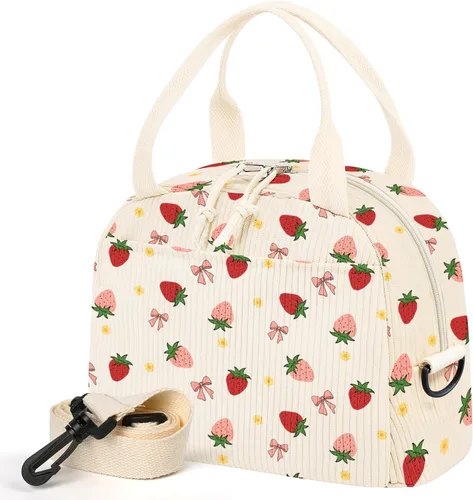 Miniatura 24 de WOBAGMEN Lonchera para Mujer, Bolsa de Almuerzo Linda de Cordura Aislada con Correa para Mujeres Adultas para Trabajo y Picnic (beige)