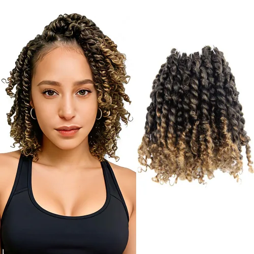 Miniatura 53 de Pelo Passion Twist de 8 pulgadas, trenzas de ganchillo pretrenzadas, paquetes de 8 paquetes (1B/negro natural)