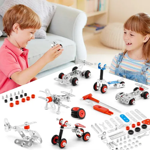 Miniatura 5 de BESTYMXY Juego de modelos de metal para autos y aviones, modelo de kit de construcción, 231 piezas, 6 modelos, juguetes de construcción de proyectos