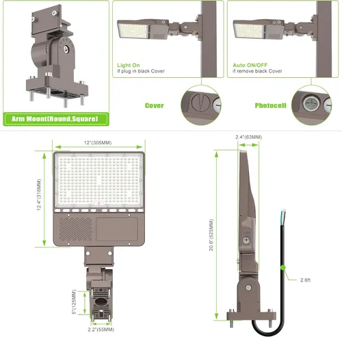 Miniatura 4 de Luz de estacionamiento LED de 150 W con fotocélula UL Listado 22500LM comercial LED Shoebox Pole Lights Brazo Mount Luces de inundación