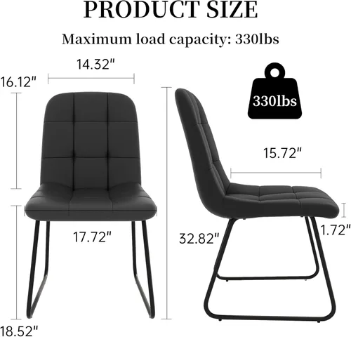 Miniatura 3 de HIPIHOM Juego de 4 sillas de comedor, modernas sillas de comedor de piel sintética para cocina, sala de estar, comedor (4 negras)