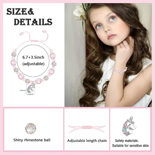 Miniatura 2 de M&Ostyle Pulsera mágica de unicornio para niñas, pulsera rosa, regalo de joyería de unicornio para niñas, hija, nieta, sobrina, cumpleaños, Navidad