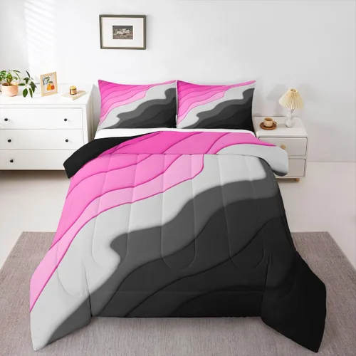 Miniatura 30 de Erosebridal Juego de edredón a rayas azules, juego de ropa de cama tamaño King, juego de ropa de cama moderno minimalista y colecciones con temática