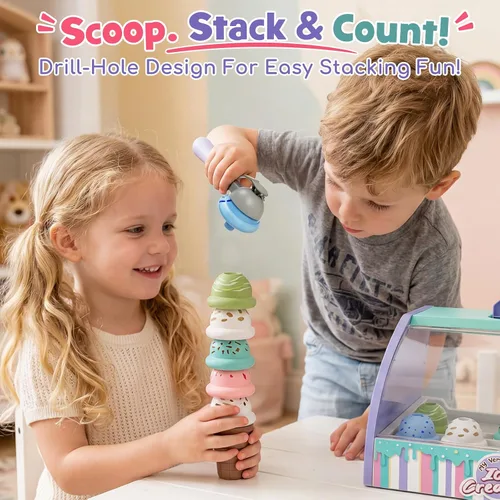 Miniatura 6 de Lehoo Castle Juguetes de helado para niños pequeños de 3 a 5 años, juguetes para niñas de 3 a 4 años, juego de tienda de helados para niños, regalo