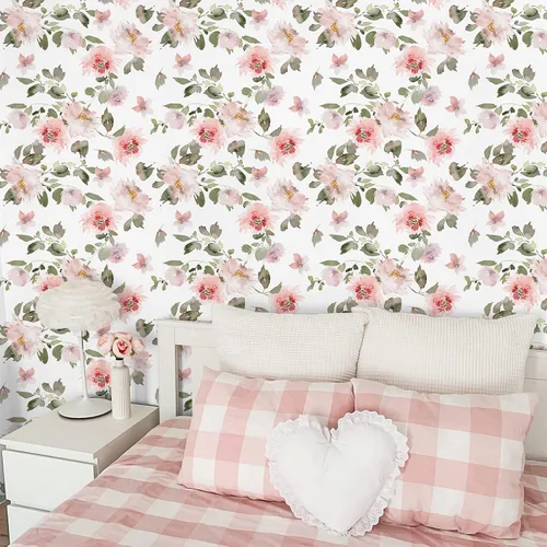 Miniatura 3 de VEELIKE Papel tapiz floral rosa suave de 17.7 x 118 pulgadas, papel de contacto floral de peonías vintage para paredes, armarios, estantes
