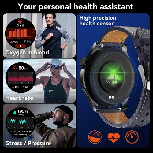 Miniatura 5 de Reloj inteligente (respuesta/hacer llamadas), pantalla FHD AMOLED de 1.43 pulgadas para hombres y mujeres, más de 100 modos deportivos, relojes