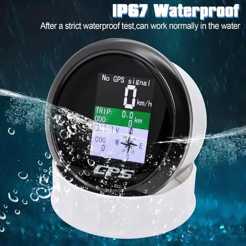 Miniatura 5 de Velocímetro GPS 3-3/8 "3.346 in barco GPS velocímetro odómetro impermeable antena blanca TFT pantalla digital MPH nudos km/h para barco marino 9-33V