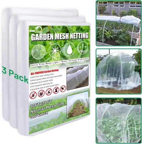 Miniatura 9 de SnugNiture Paquete de 3 redes de jardín de 8 x 24 pies, cubiertas de malla ultra fina para plantas, barrera de red de pájaros blancos, cubierta