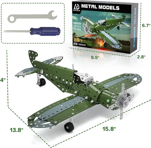 Miniatura 7 de Lucky Doug Juguetes de construcción, modelo de avión – Juguetes de construcción de bricolaje para niños de 8 a 12 años, juguetes de ciencia