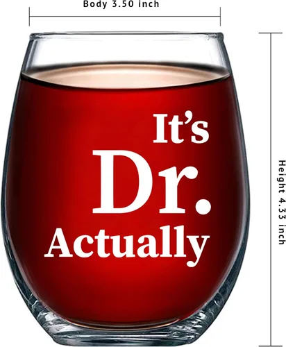 Miniatura 6 de Panvola Vaso de vino con texto en inglés "It's Dr Actually Doctor Gifts - Vaso de vino sin tallo, para estudiante de doctorado, hijo, hija, de mamá