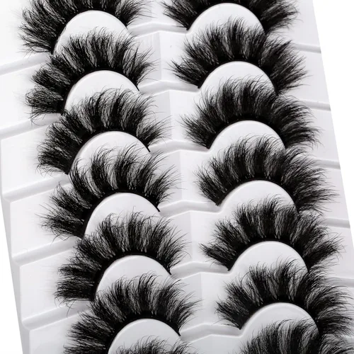Miniatura 24 de Pooplunch - Pestañas postizas finas de visón sintético, estilo ojo de gato, naturales, cruzadas, tipo racimo, efecto 8D de volumen, tiras