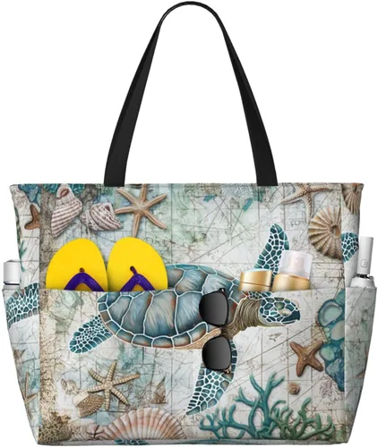 Miniatura 12 de Bolsa de playa para mujer, bolsa de playa impermeable y a prueba de arena con bolsa húmeda, bolsa de viaje grande para viajes de fin de semana