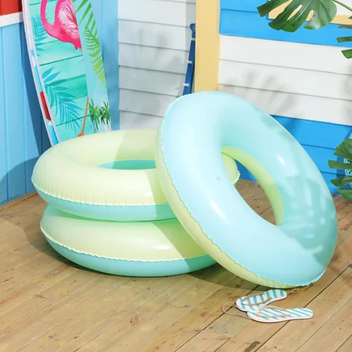 Miniatura 2 de 4 unidades de flotadores inflables para piscina para niños y adultos, tubos interiores pastel, macarrón, anillos de piscina flotadores para amarillo