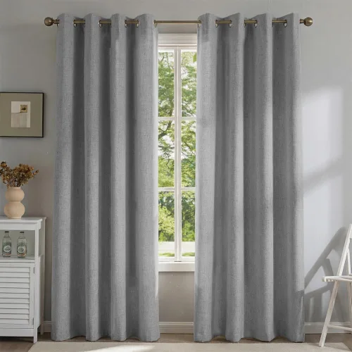 Miniatura 17 de Cortinas de lino libres de PFAS en negro de 63 pulgadas de largo, juego de 2 paneles, 100% cortinas opacas largas para dormitorio, sala de estar