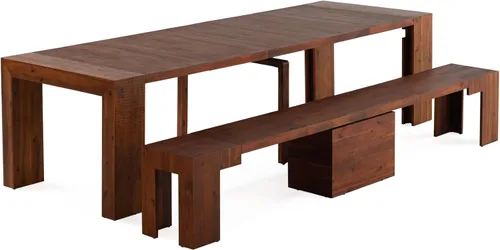 Miniatura 28 de Transformer Table - Mesa de comedor extensible de madera maciza, asientos 2-12, mesa de comedor expandible, muebles que ahorran espacio, muebles