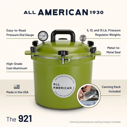 Miniatura 2 de Olla/envasadora a presión All American 1930-21.5qt (El 921), Kelp - Sistema exclusivo de sellado metal a metal - Adecuada para estufas de gas, Azul
