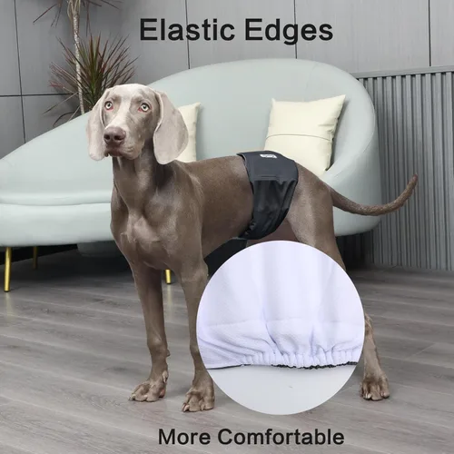 Miniatura 6 de JoyDaog Bandas reutilizables para el vientre para perros machos, paquete de 5 pañales lavables de primera calidad para perros, pañales