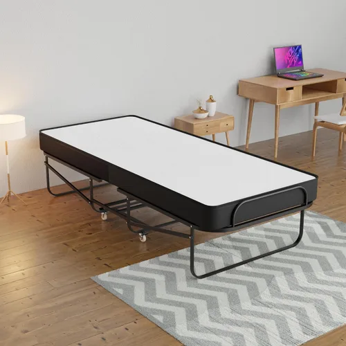 Miniatura 4 de Treaton, Cama plegable plegable de 16 pulgadas con colchones de espuma viscoelástica de 5 pulgadas, marco plegable de metal resistente, totalmente