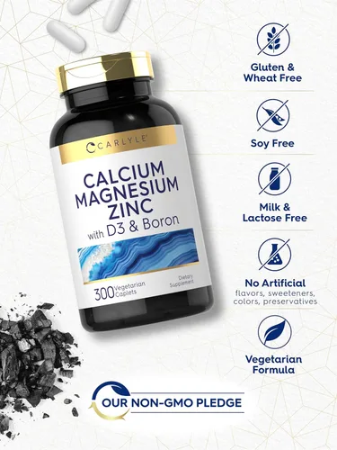 Miniatura 5 de Carlyle Calcio Magnesio Zinc D3 300 comprimidos con boro Suplemento vegetariano, sin OMG y sin gluten