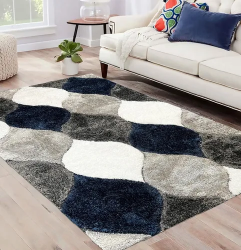 Miniatura 8 de Alfombra de área 4D color marrón de 5 x 7 pulgadas, felpa gruesa y suave y moderna, resistente a las manchas, fácil de limpiar y hecha a máquina