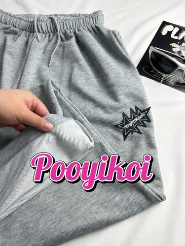 Miniatura 4 de Pooyikoi Pantalones deportivos para mujer, con cordón elástico, cintura elástica, holgados, pierna ancha, pantalones con estampado de estrellas Y2K