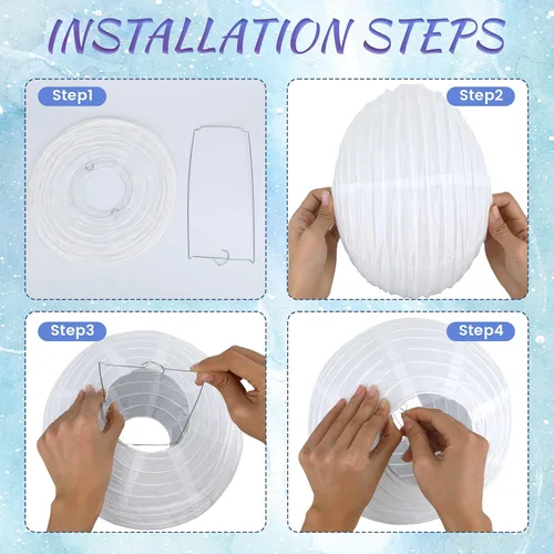 Miniatura 3 de 30 linternas de papel blanco de varios tamaños (4, 6, 8, 10, 12 pulgadas), linternas de papel redondas chinas japonesas, lámparas colgantes