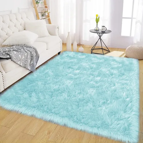 Miniatura 29 de Latepis - Tapete rectangular de piel sintética tipo lana de oveja suave, esponjosa y lavable para sala de estar, dormitorio, sala de juegos o Blanco
