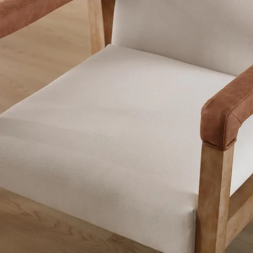 Miniatura 6 de LZAREAL Juego de 2 sillas de comedor modernas de mediados de siglo, tapizada de tela de lino, silla auxiliar para sala de estar, silla de brazo