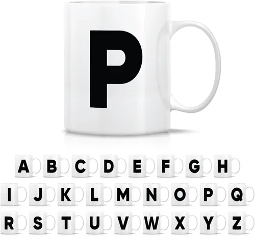 Miniatura 23 de Retreez Taza con monograma con monograma del alfabeto de la A a la Z con inicial, tazas de café de cerámica de 11 onzas – Agradecimiento