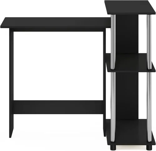 Miniatura 6 de Furinno Abbott - Escritorio esquinero para computadora con estantería, americano/cromado