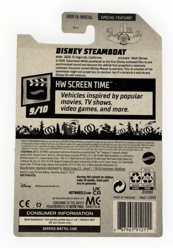 Miniatura 2 de Hot Wheels Disney Steamboat, [Blanco/Negro] 193/250 Tiempo de pantalla 9/10