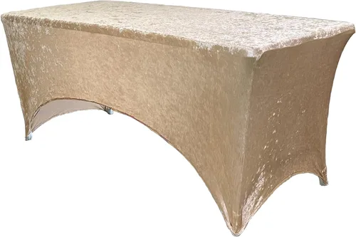 Miniatura 8 de YOUR CHAIR COVERS - Mantel rectangular de terciopelo ajustable de elastano de 6 pies, para patio, mantel elástico, color dorado