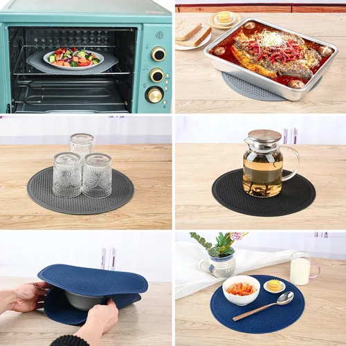 Miniatura 6 de Alfombrilla de silicona para salvamanteles, soportes para ollas, salvamanteles redondos para platos calientes, ollas y sartenes, tapete de cubierta