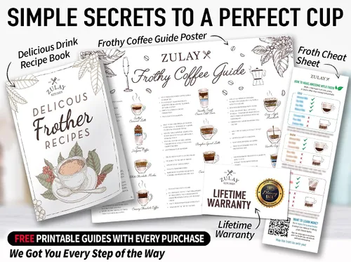 Miniatura 89 de Zulay Kitchen FrothMate Potente espumador de leche portátil y compacto para hacer espuma de mano, lattes, capuchinos Plateado transparente