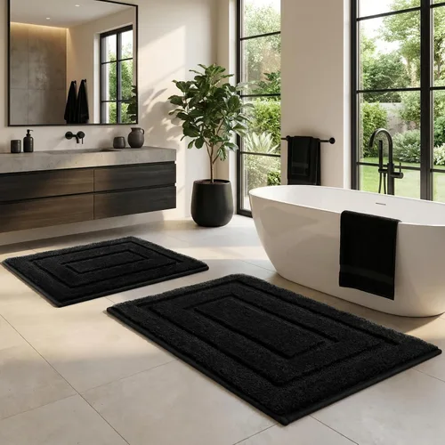 Miniatura 36 de GRANNY SAYS Juego de 2 alfombras de baño suaves para baño, alfombras de baño antideslizantes y lavables, alfombras de baño absorbentes para bañera