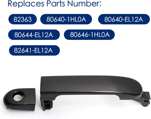 Miniatura 6 de Manija de puerta exterior para Nissan Versa 2007-2012, lado del conductor delantero izquierdo con llavero, reemplaza NI1310130 82363, Negro