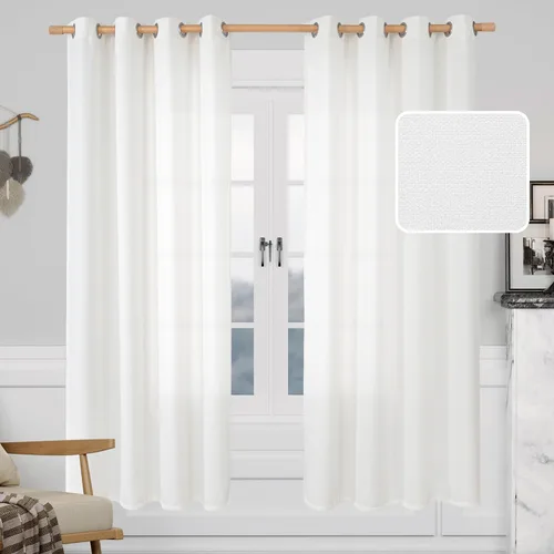 Miniatura 42 de LAMIT Cortinas de Lino Blancas Semitransparentes para Dormitorio, Paneles Filtrantes de Luz, Cortinas de Lino con Ojales de Protección de Privacidad