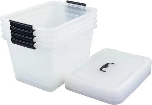 Miniatura 7 de Readsky Contenedor de plástico de 18 cuartos de galón con tapas y asa, bolsa de almacenamiento de plástico transparente, 4 paquetes