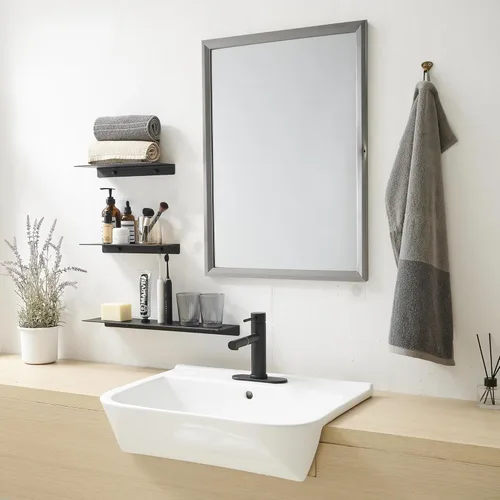 Miniatura 7 de JOOM Estante de pared de metal, flotante, 12" negro, pequeño, estantes de exhibición para almacenamiento (negro, 12 pulgadas)